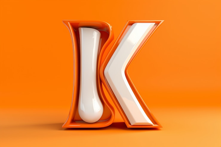 Ansicht des 3D-Buchstabens k