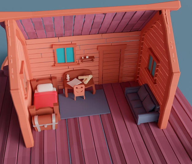 Ansicht des 3D-Raums im Haus