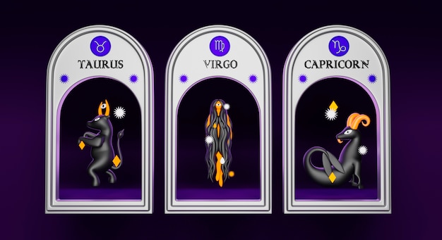 Kostenloses Foto ansicht des 3d-tierkreises und des sternzeichens