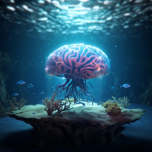 Ansicht des Gehirns unter Wasser