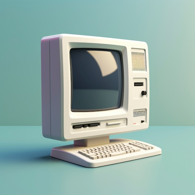 Kostenloses Foto ansicht des grafischen 3d-retro-computers