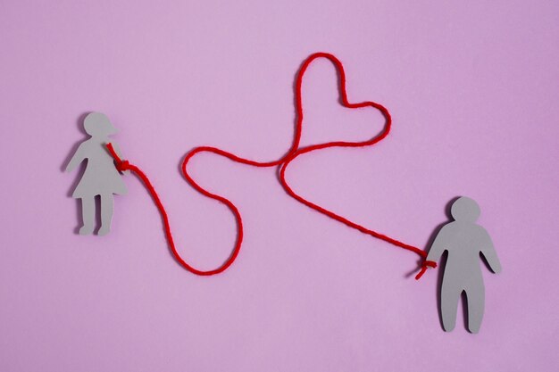 Ansicht des roten Fadens mit menschlicher Figur