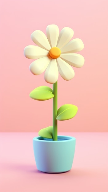 Kostenloses Foto ansicht einer abstrakten 3d-blume im topf