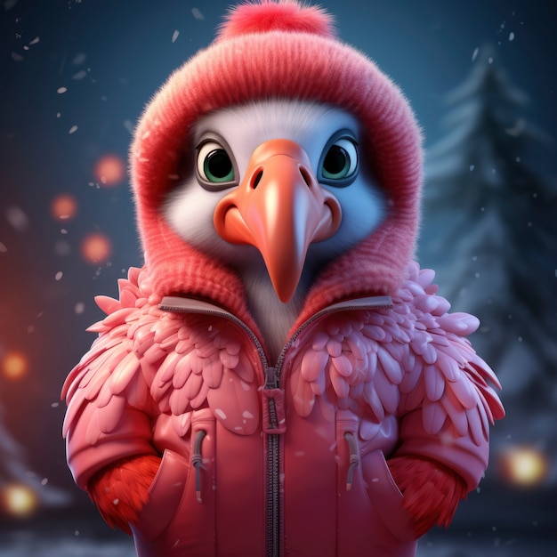Kostenloses Foto ansicht eines 3d-animierten cartoon-vogels