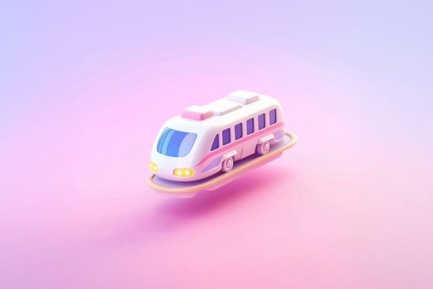 Ansicht eines 3D-Zugmodells mit einem einfachen farbigen Hintergrund