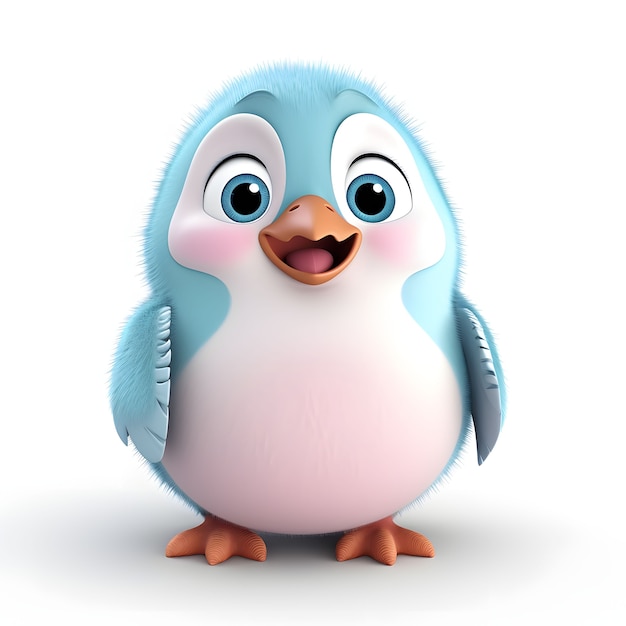 Ansicht eines Cartoon-animierten 3D-Pinguins