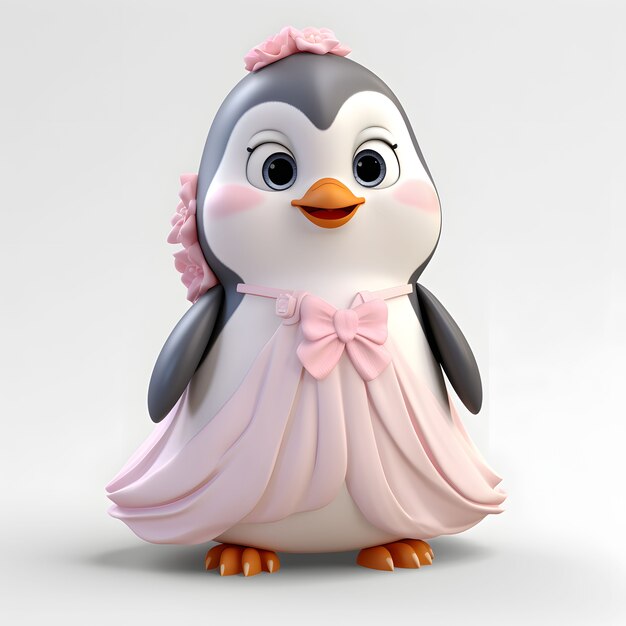 Ansicht eines Cartoon-animierten 3D-Pinguins