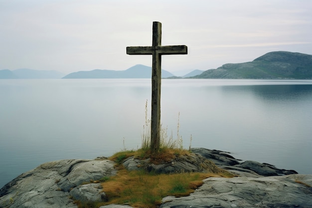 Kostenloses Foto ansicht eines einfachen 3d-religiösen kreuzes