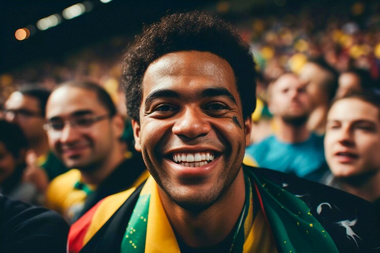 Kostenlose Foto ansicht eines fußballfans bei einem spiel