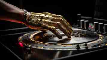 Kostenloses Foto ansicht eines futuristischen handgespielten dj-vinyls