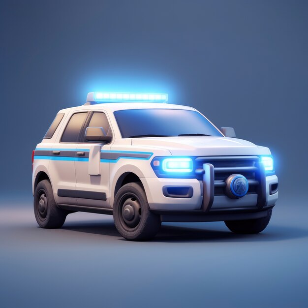 Ansicht eines grafischen 3D-Polizeiautos