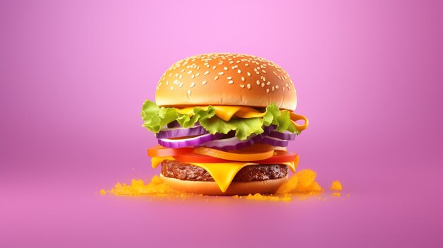 Kostenloses Foto ansicht eines köstlich aussehenden 3d-burgers