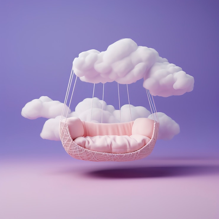 Kostenlose Foto ansicht von 3d-swing mit wolken