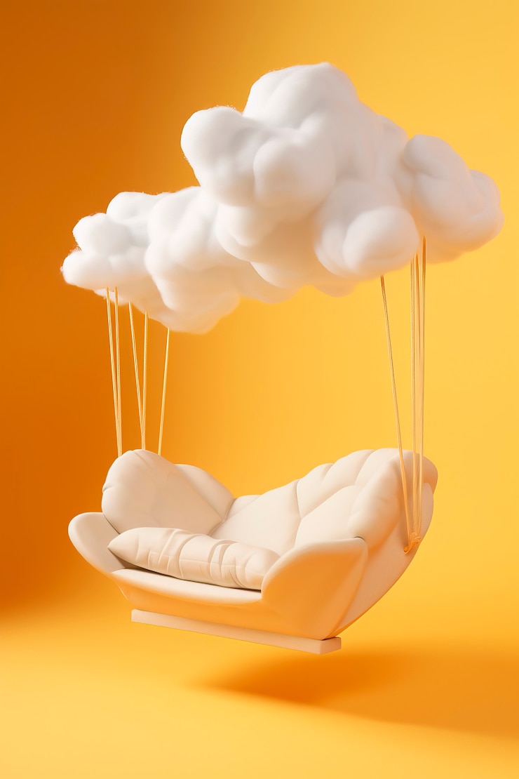 Kostenlose Foto ansicht von 3d-swing mit wolken