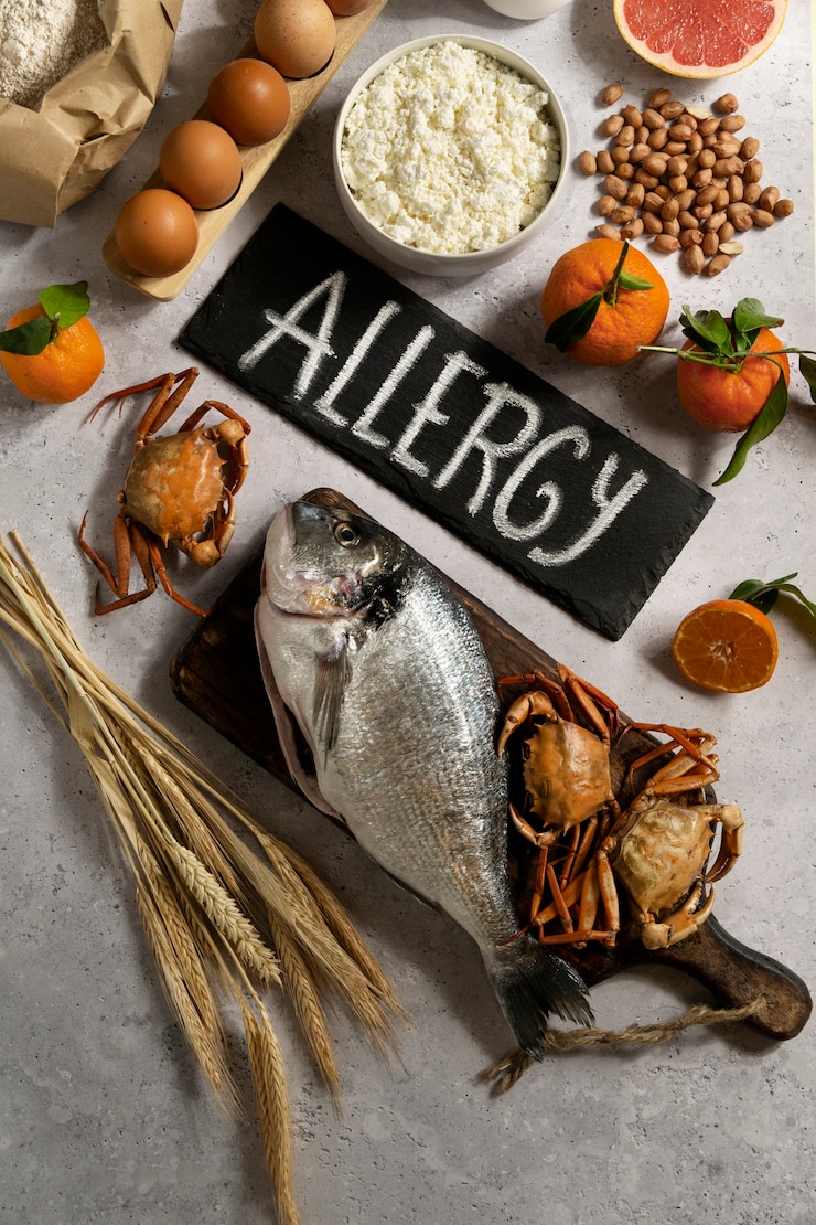 Kostenlose Foto ansicht von allergenen, die häufig in lebensmitteln vorkommen