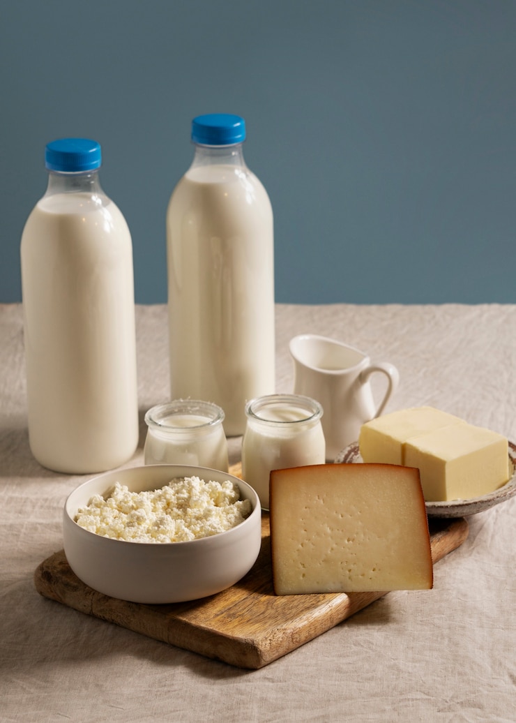 Kostenlose Foto ansicht von allergenen, die häufig in milchprodukten vorkommen