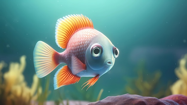 Ansicht von animierten 3D-Fischen