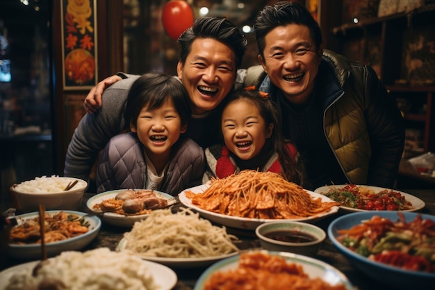 Kostenloses Foto ansicht von menschen, die am chinesischen neujahrs-wiedervereinigungsessen teilnehmen