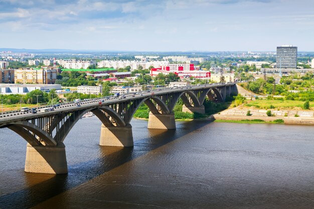 Ansicht von Nischni Nowgorod mit Molitovsky-Brücke