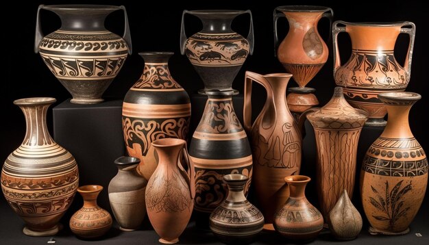 Antike Amphore verzierte Keramik Souvenir Dekoration Handwerk von AI generiert