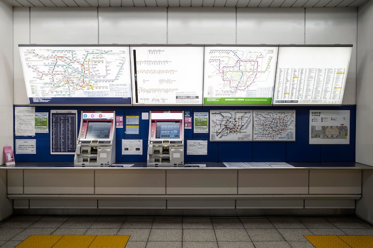 Kostenlose Foto anzeigebildschirm für fahrgastinformationen des japanischen u-bahn-systems