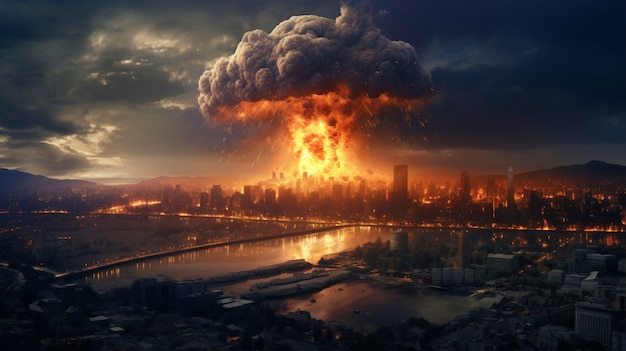 Kostenloses Foto apokalyptische explosion einer atombombe