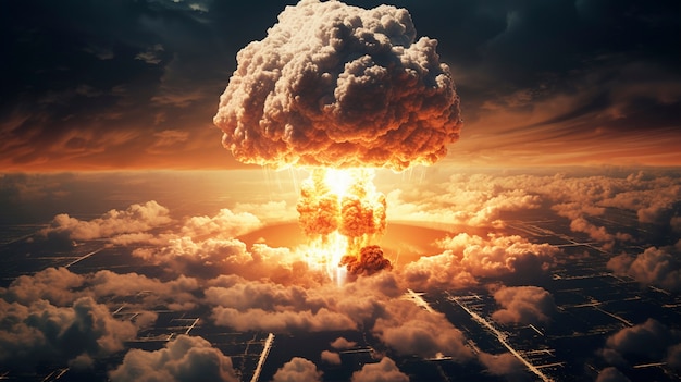 Kostenloses Foto apokalyptische explosion einer atombombe