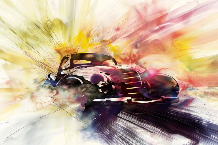 Kostenlose Foto aquarell-auto-malerei-illustration