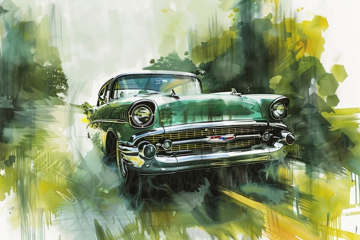 Aquarell-Auto-Malerei-Illustration