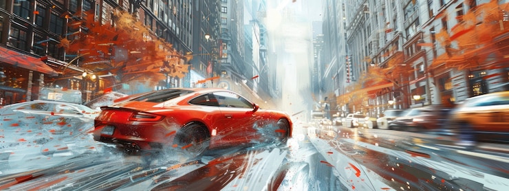 Aquarell-Auto-Malerei-Illustration