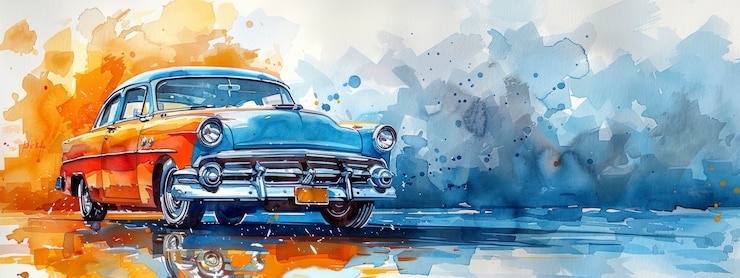 Kostenlose Foto aquarell-auto-malerei-illustration