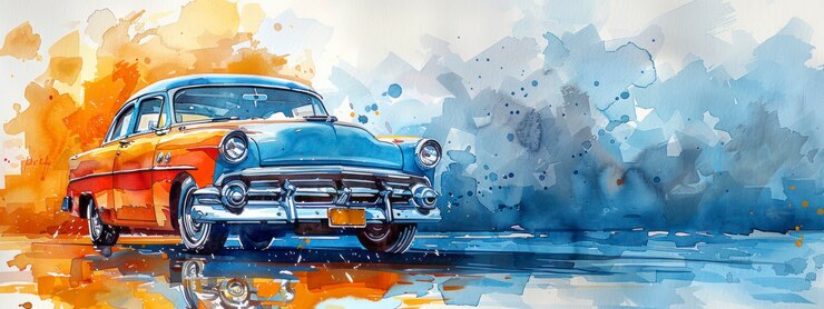 Aquarell-Auto-Malerei-Illustration
