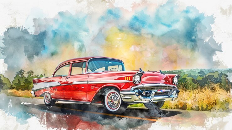 Aquarell-Auto-Malerei-Illustration