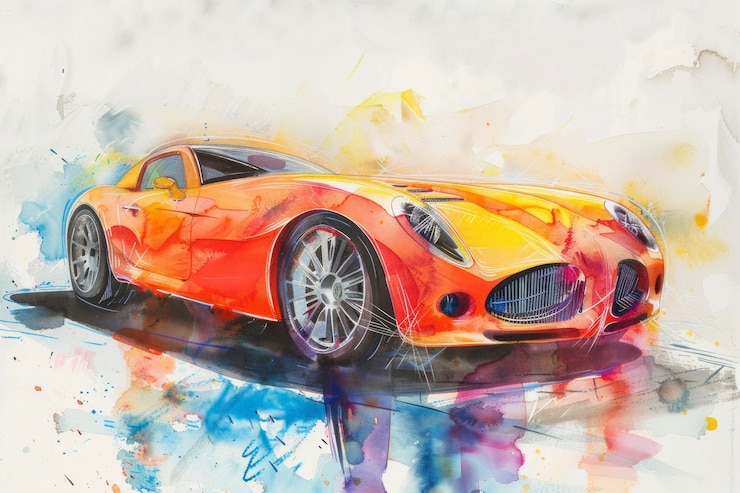 Kostenlose Foto aquarell-auto-malerei-illustration