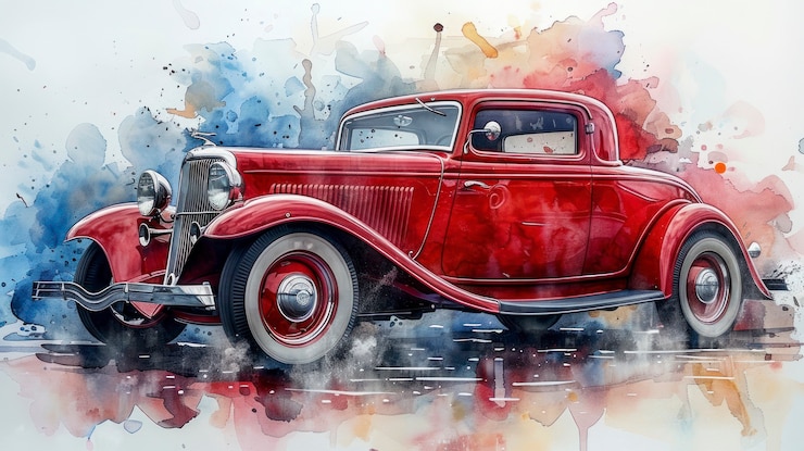 Aquarell-Auto-Malerei-Illustration