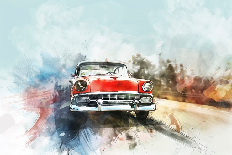 Kostenlose Foto aquarell-auto-malerei-illustration