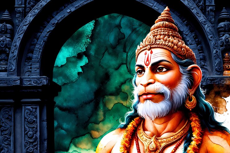 Aquarell-Hindu-Gottheitsdarstellung
