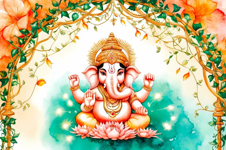 Aquarell-Hindu-Gottheitsdarstellung