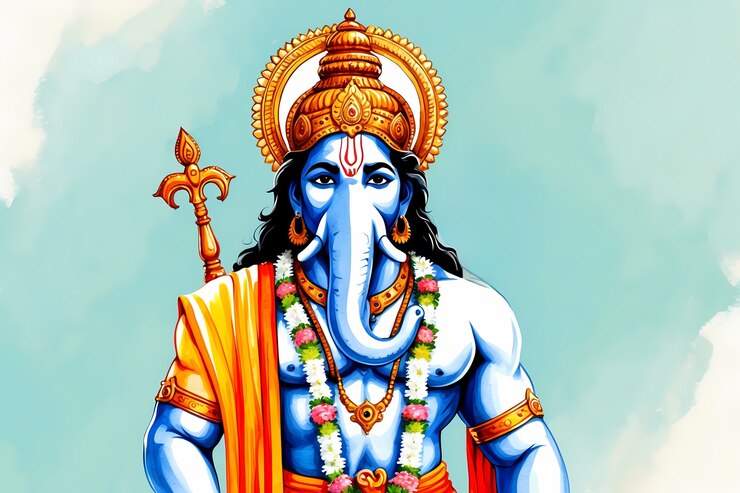 Aquarell-Hindu-Gottheitsdarstellung