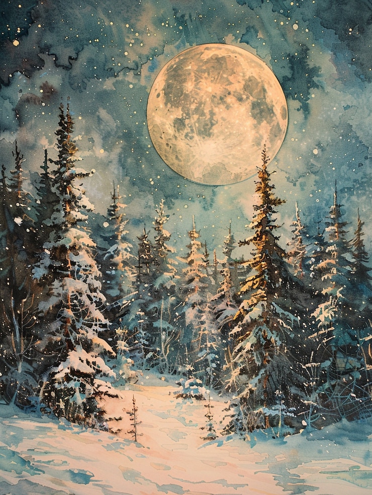 Kostenlose Foto aquarell-mondillustration