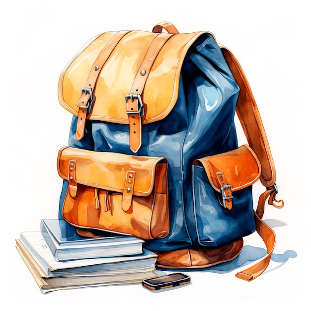 Kostenloses Foto aquarell-schultaschenillustration für „back to school“.