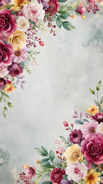 Aquarellblumenrahmen mit Kopierraum