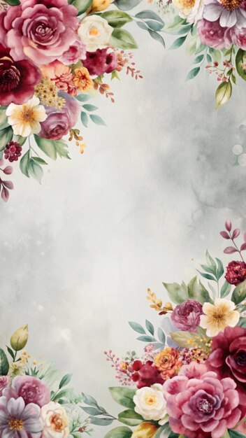 Aquarellblumenrahmen mit weißem Hintergrund
