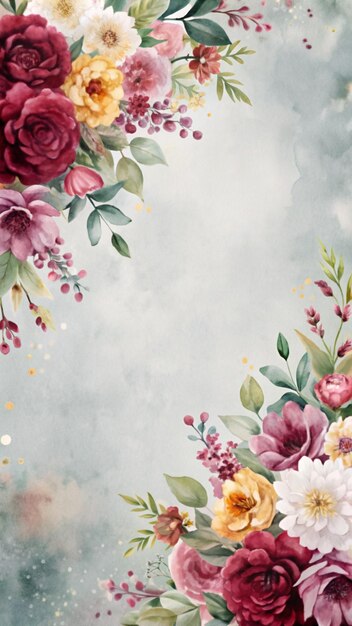 Aquarellblumenrand mit Kopierraum