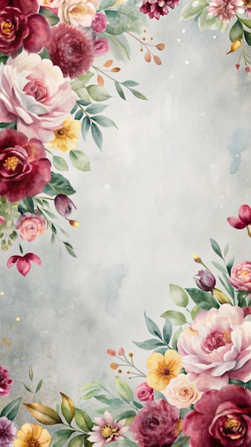 Aquarellblumenrand mit Platz für Text