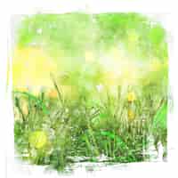 Kostenloses Foto aquarellhintergrund des bildes des grünen grases