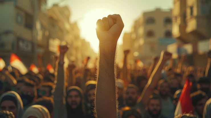 Kostenlose Foto arabische menschen demonstrieren zusammen