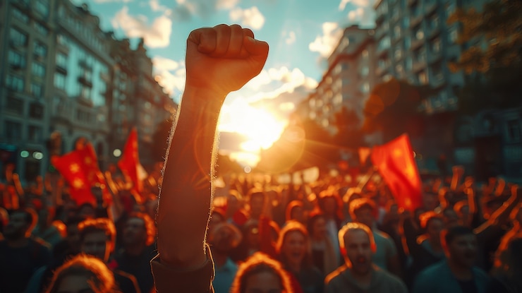 Kostenlose Foto arbeiter, die für ihre arbeitsrechte protestieren