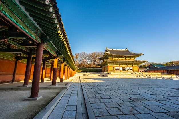 Architektur, die Changdeokgungs-Palast in Seoul-Stadt errichtet