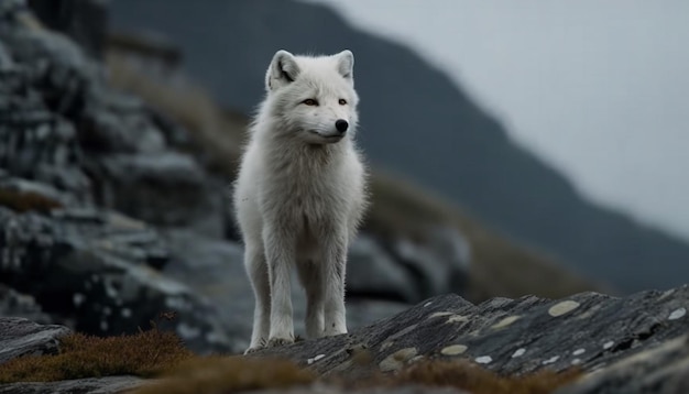 Arktischer Wolf heult Naturschönheit im Winter, erzeugt von KI